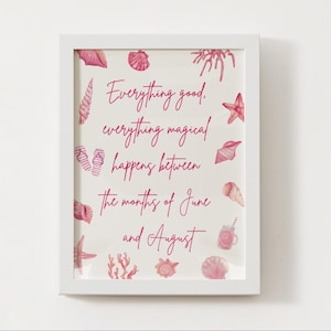 The Summer I Turned Pretty Print | Summer Quote Print | Beach Shell Digital Download | Coastal Room Decor | Summer Vibes Printable