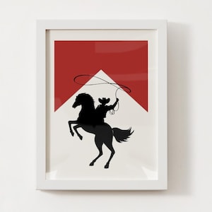 Vintage Cowboy Art Print: Western Horse Rider Americana Decor (PDF Download)