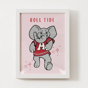Big Al &#39;Roll Tide&#39; Print: Alabama Mascot, Pink Dorm Decor (Digital Download