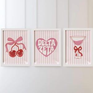 Delta Zeta Sorority Wall Prints | Set of 3 | Sorority Decor | Big Little Gift | Dorm Prints | Bid Day Gift | College Wall Art | Sorority Art