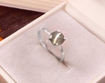 天然 12 カラット クリソベリル キャッツアイ メンズ リング 18K