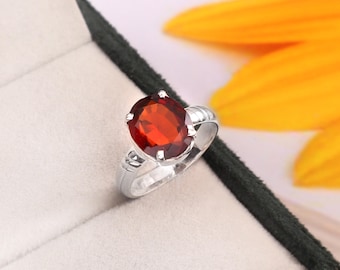 Ring aus 925er Sterlingsilber, natürlicher orangefarbener Granat, Kinderring