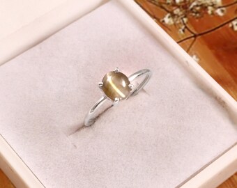 Natural Chrysoberyl Cat's Eye 925 Sterling Silver Ring