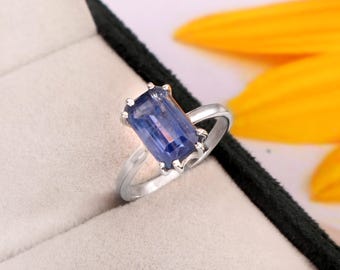 Ring van 925 sterling zilver met natuurlijke kyaniet, blauwe kristallen sieraden