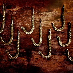 Hand-Forged Iron Wall Hooks (Set of 3) – Rustic Blacksmith Hooks, Farmhouse Coat Hooks, Heavy Duty Wrought Iron Utility Hooks