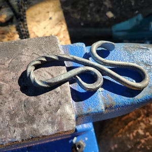 Hand-Forged Steel Bottle Opener: Twisted Scroll Design, Rustic Bar Tool