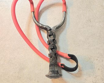 Hand-Forged Steel Slingshot | Traditional Blacksmith Slingshot | Rustic Outdoor Gift