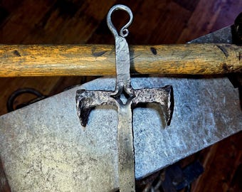 Hand-Forged Railroad Spike Cross – Single Spike Fredericks Style Christian Wall Cross