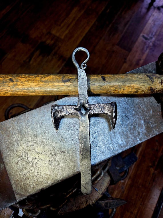 Hand-forged Railroad Spike Cross – Single Spike Fredericks Style