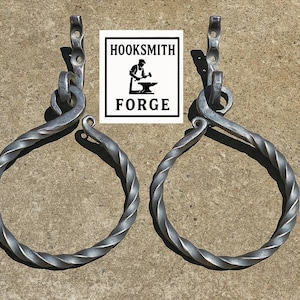 Hand-Forged Iron Towel Rings (Set of 2): Rustic Farmhouse Bathroom Hardware
