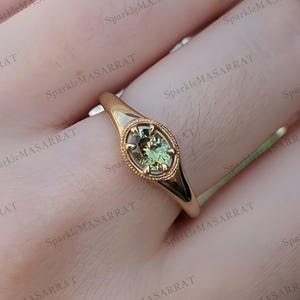 Teal saffierring, ovaal geslepen saffier verlovingsring, sierlijke gouden ring, groene edelsteen echte designring, ring voor vrouwen unieke saffier