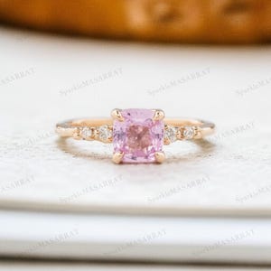 Cushion Lavender Sapphire Ring: Sterling Silver Engagement Ring