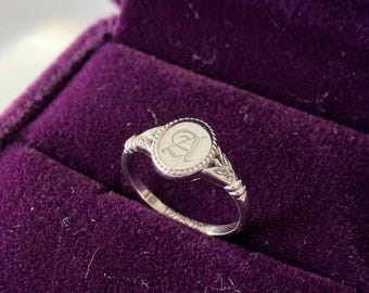 Anillo de sello con inicial personalizada, joyería de plata de ley con letra grabada