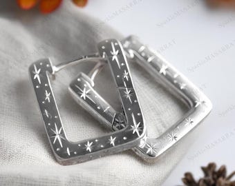 18K Gold Filled Star Huggie Hoop Earrings: Hypoallergenic Sterling Silver