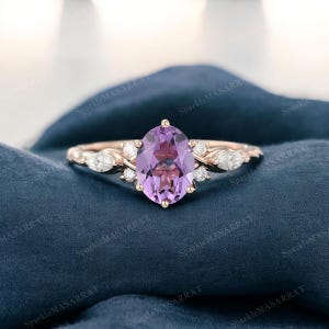 Dainty Oval Amethyst Ring: Sterling Silver Stacking Ring