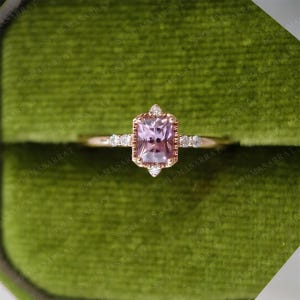 Lavender Sapphire Ring: Sterling Silver Princess Cut Engagement Ring