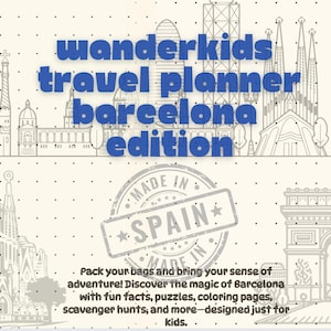 Barcelona Kids Travel Planner – Printable Spain Activity Book | Fun Facts, Games, Food, Language & Scavenger Hunt | PDF Download