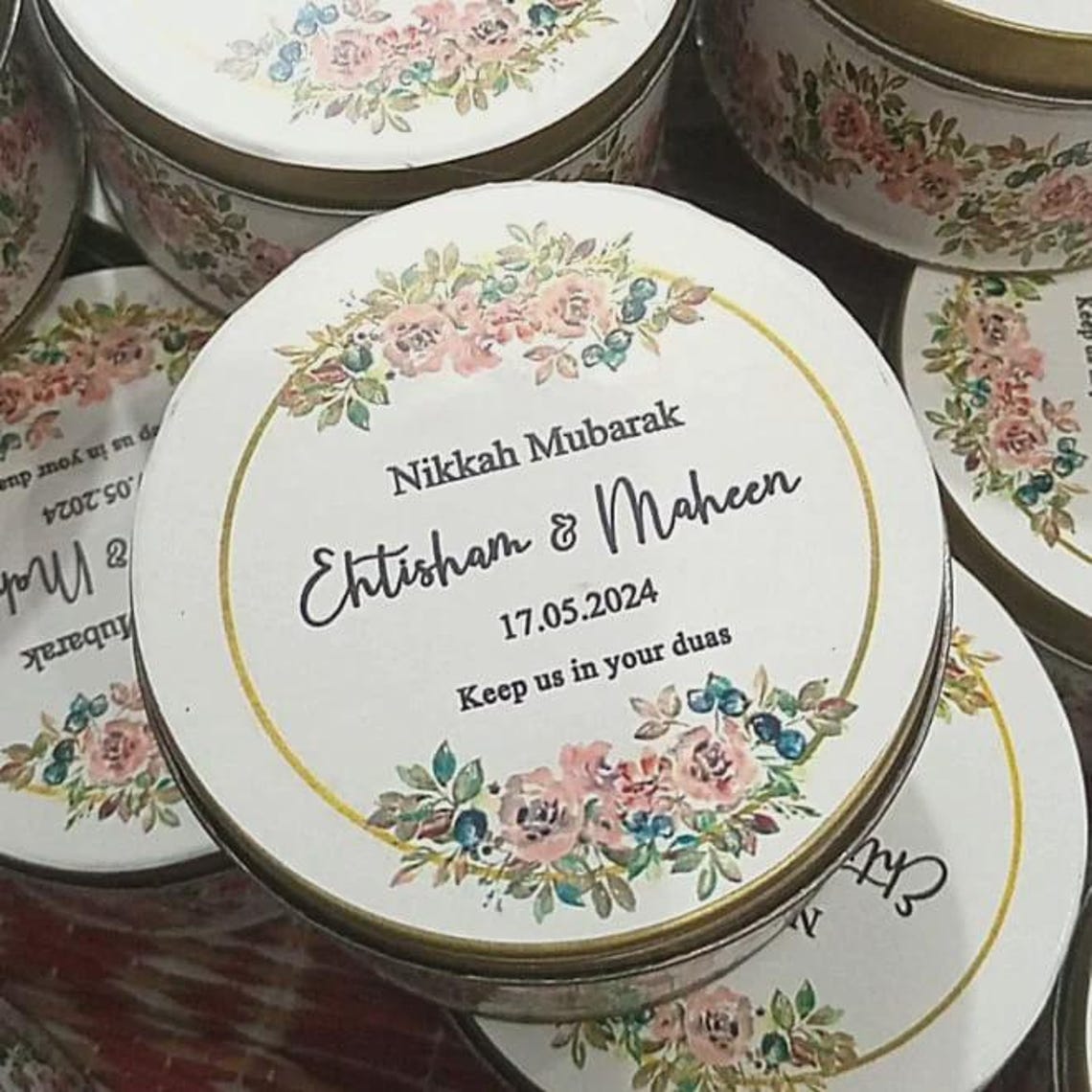Modern Custom Nikkah Mubarak Wedding Favor Tin Box | Artistic Floral ...