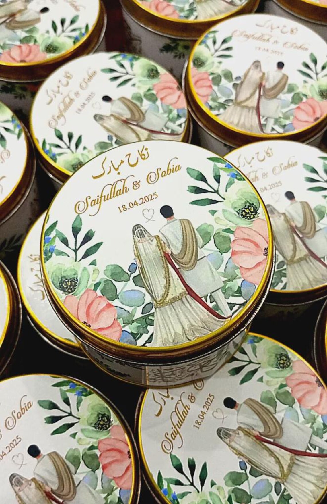Personalized Couple Nikkah Mubarak Wedding Favor Tin Box | Custom ...