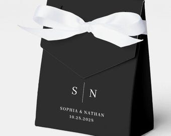 Minimal e chic / Scatola porta bomboniere nera / Nuova scatola porta bomboniere in stile borsa / Ideale per matrimoni, feste di fidanzamento, Nikkah / Bomboniera moderna per matrimoni