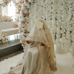 Best Quality Customized Nikah Dupatta – Zari writing Qubool Hai Bridal Veil with Name, Custom Language, Islamic Wedding Scarf&quot;