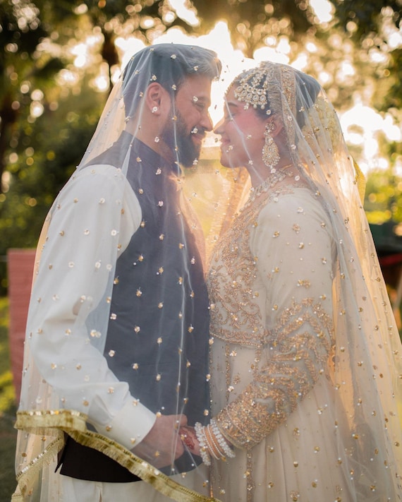 Soft Net Nikkah Dupatta | Light Gold Wedding Veil | Minimal Bridal Dupatta | Nikkah Veil for Pakistani & Indian Brides Standard Size Soft Net Nikkah Dupatta | Light Gold Wedding Veil | Minimal Bridal Dupatta | Nikkah Veil for Pakistani & Indian Brides Standard Size