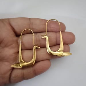 Swan Earrings, Polished Brass Earrings, Silver Swan Earrings, , Animal Earrings, Gift Ideas, Gift For her