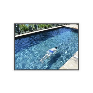 Tranquil Poolside Poster with Wooden Frame - Relaxing Wall Art, Bedroom Decor, Swim Lover Gift, Home Aesthetic, Summer Vibes