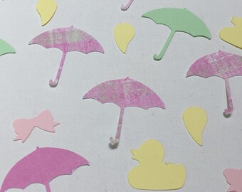 Girl Baby Shower Confetti, Ducks, Umbrellas, Bows