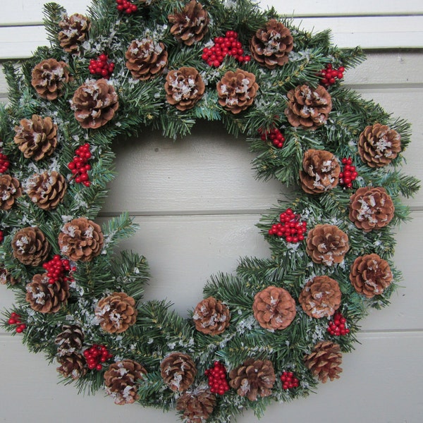 Winter Wreath, Pine Cone Wreath, Christmas Wreath, Rustic Winter Wreath, Rustic Christmas Wreath