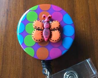 Butterfly Retractable ID Badge Reel, Nurse Badge Holder