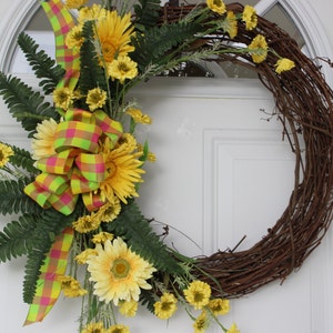 spring wreath, front door wreath, spring door wreath, summer wreath, front door decoration, door hanging, outdoor door wreath, wreath image 2