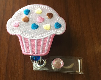 Nurse badge reel, Badge holder, badge reel, cupcake badge holder, cupcake badge reel, nurse badge holder, retractable badge, gift for nurse