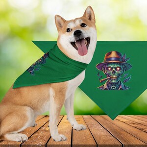 Island Zombie Grün Hundehalstuch, Grüner Schädel Haustierschal, Hundeliebhaber Hundehalstuch, Gothic Halloween Haustier Accessoire, Skeletthund Outfit
