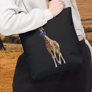 Giraffe Bow Tie Tote Bag, Funny Animal Tote Bag, Gift For Her, Quirky Wildlife Tote Bag, Giraffe Tote Bag, Funny Giraffe Tote Bag