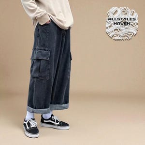 Oversized Baggy Jeans | Wide Leg Cargo Pants | Multi-Pocket Denim Pants | Streetwear Fashion Fit
