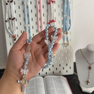 Christian rosary beads with rosettes