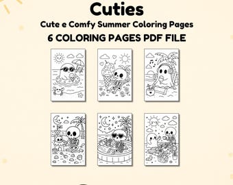 Summer Coloring Book for Kids – Kawaii Ghosts, Spooky Cute Printable Activity