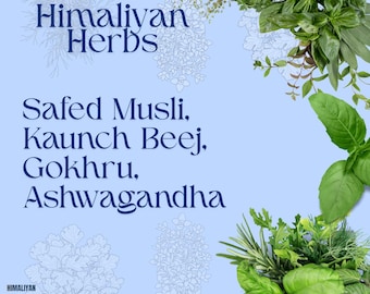 Safed-musli, Kaunch Beej, Ashwagandha, Gokhru 200 gram combopakket