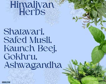 Shatavari, Safed-musli, Kaunch Beej, Gokhru, Ashwagandha 125 Gm combopakket