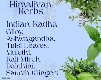 Kadha-pakket DRY Giloy, Ashwagandha, Tulsi-bladeren, Mulethi, Kali MIrch, Dalchini, Saunth (Ginger) Combo Pack