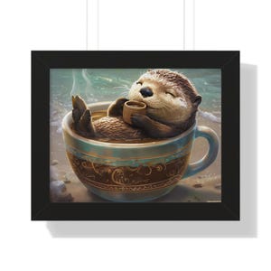 Cute Otter Framed Poster,  Wall Art, Animal Art Print, Cozy Decor, Gift for Nature Lovers, Wall Art for Home