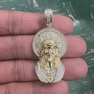 2.5Ct Round Cut Diamond Jesus Christ Face Shape Pendant, Jesus Custom Pendant, Jesus Head Charm Pendant, Men&#39;s Jewelry