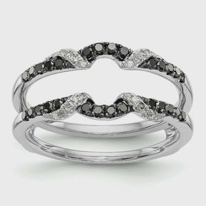 2 kt rond geslepen zwarte diamanten verbeterring bruiloft verloving bruids wrap Enhancer trouwring 14 kt witgoud verguld 925 sterlingzilver