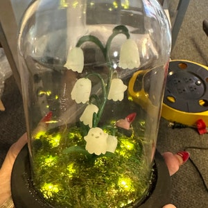 Ghost Lily of the Valley, Light Up,  Ghost, Diorama, Lily of the Valley, Pet Ghost, Ghost Jar, Cryptid Diorama, Cloche, LED