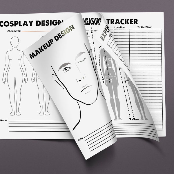 Inclusive, Downloadable Printable, Cosplay Planner, Armor, Wigs, Costumes, Time Tracking, Project Planner, Expenses, Body Measurements