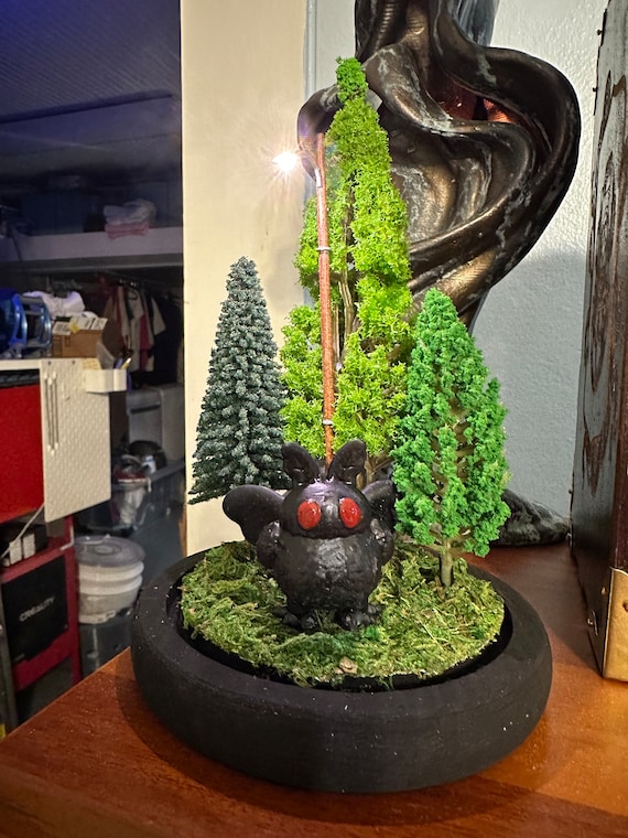 7” Mothman, Light Up,  Cryptid, Diorama, Moth Man, Pet Mothman, Mothman Jar, Cryptid Diorama, Cloche, LED