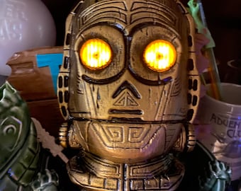 Light Up, Tiki, C-3PO Inspired, Star Wars, Geek Chic, Nerd Cave, Tiki Bar, Tiki Art, Gifts for him, Star Wars Fan, Rebels