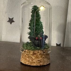 2” Mini Mothman Diorama, Light Up,  Cryptid, Diorama, Moth Man, Pet Mothman, Mothman Jar, Cryptid Diorama, Cloche, LED