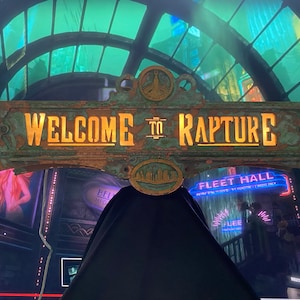 3 Foot Bioshock Inspired Rapture Aged Sign, Art Deco Sign,Game Room Decor, Video Game Art,  Gamer Gifts, Atlas, Jack Ryan, Adam